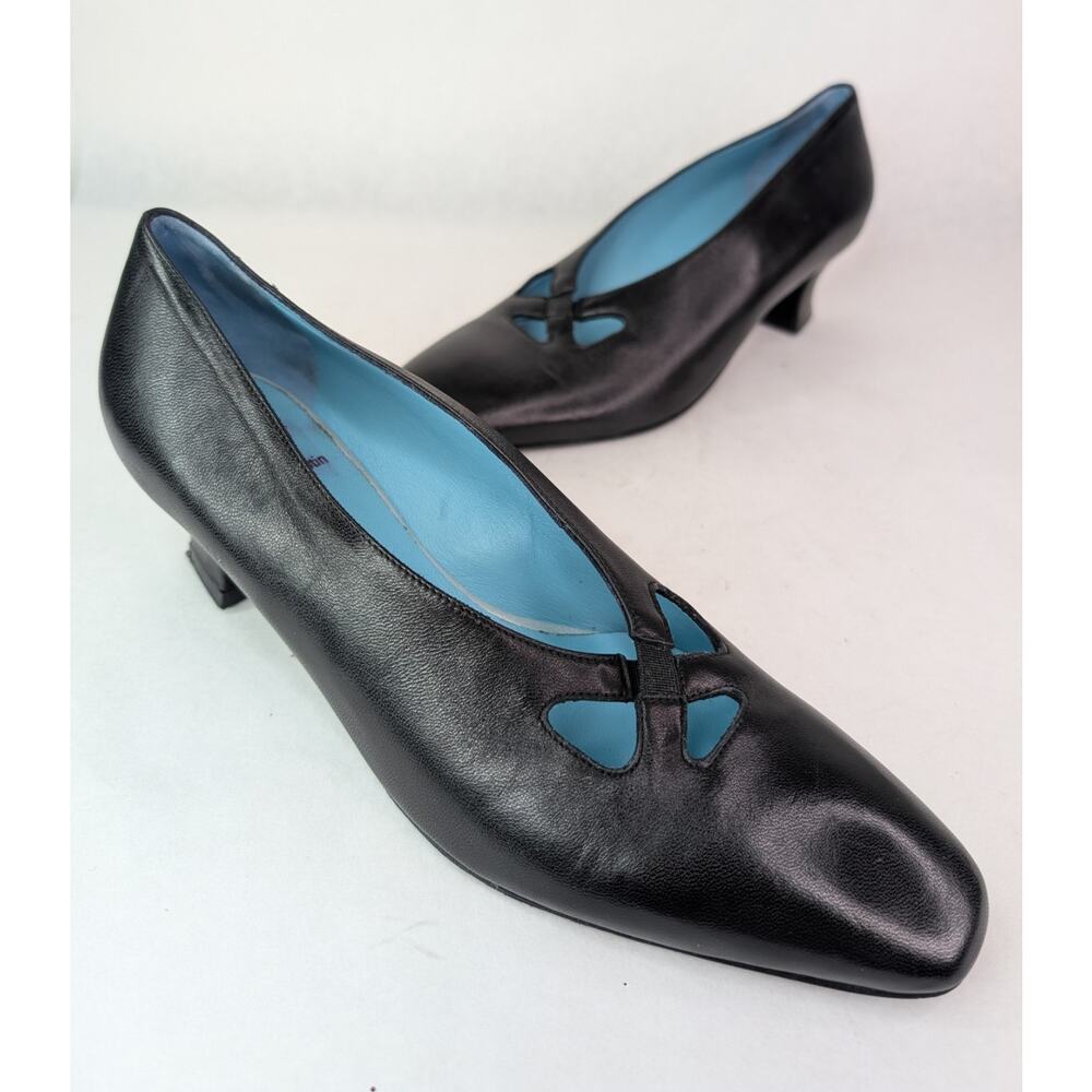 Thierry Rabotin Reno Black Leather Low Heels Pumps With Cutout Size 38